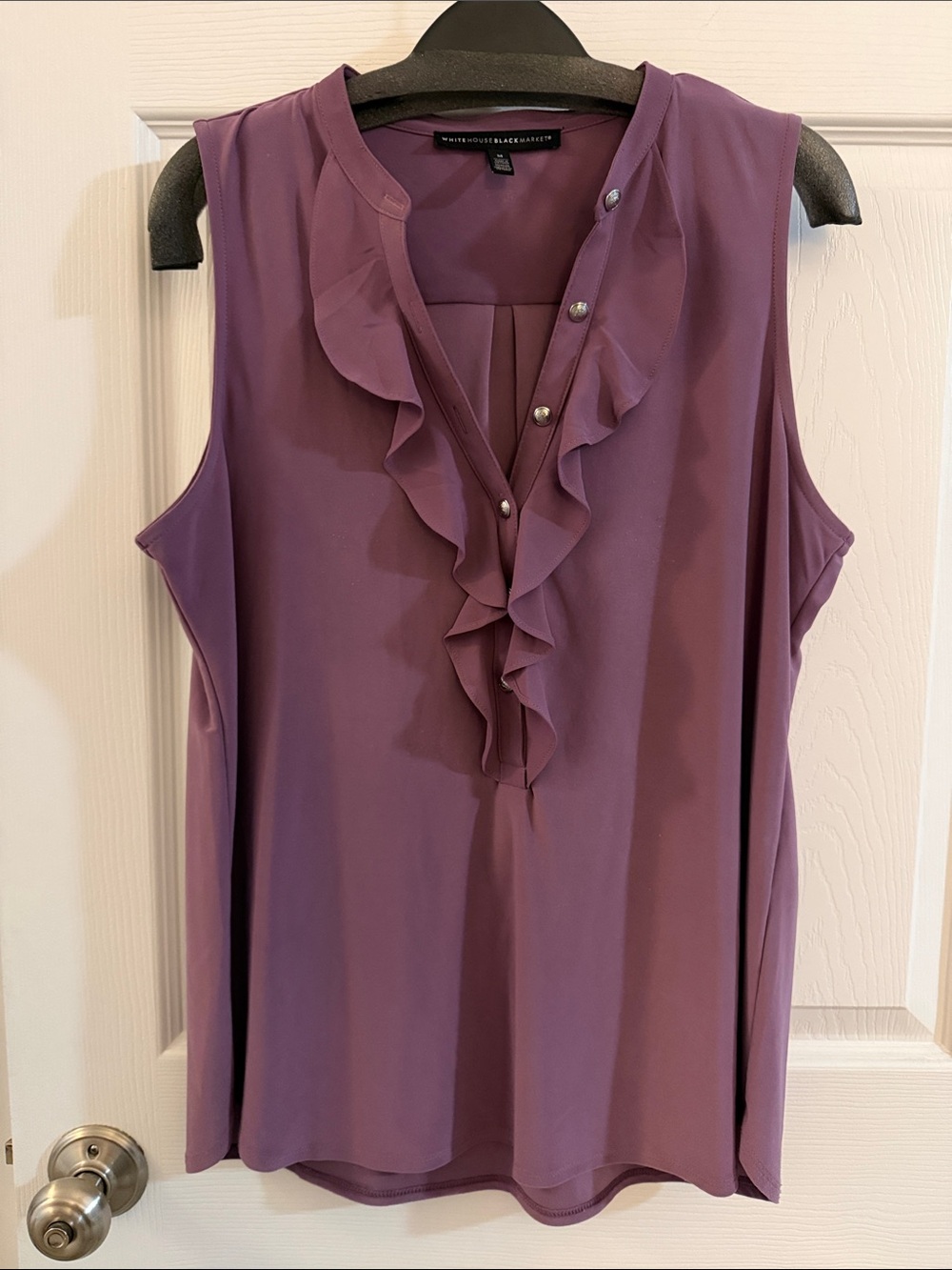Sleeveless Ruffle V-Neck Top in Purple